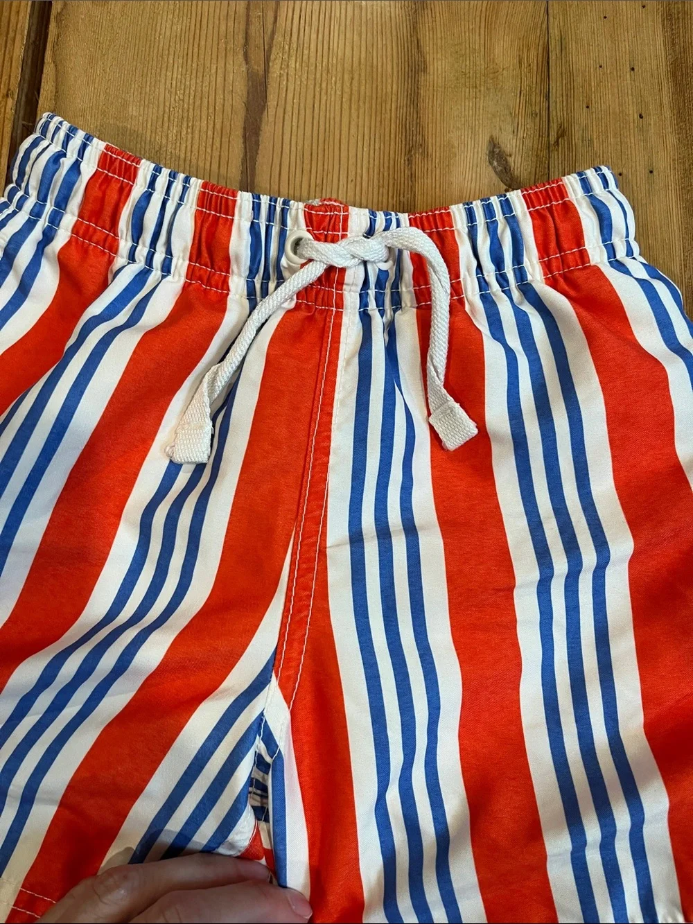 HANNA ANDERSSON 100 Red & Blue Stripe Swimming Trunks